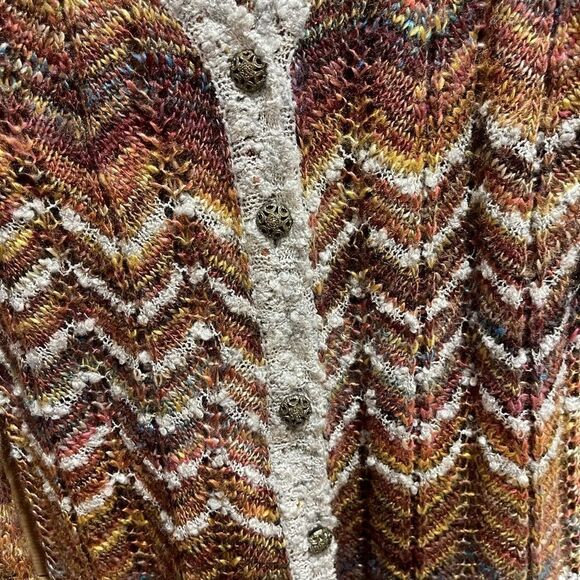 Multi-Color Strand Long Sleeve Cardigan Length Sweater XL - Picture 3 of 6